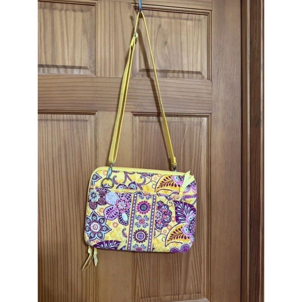 Vera Bradley  Laptop Tablet HardCover case Crossbody Yellow l Paisley Book